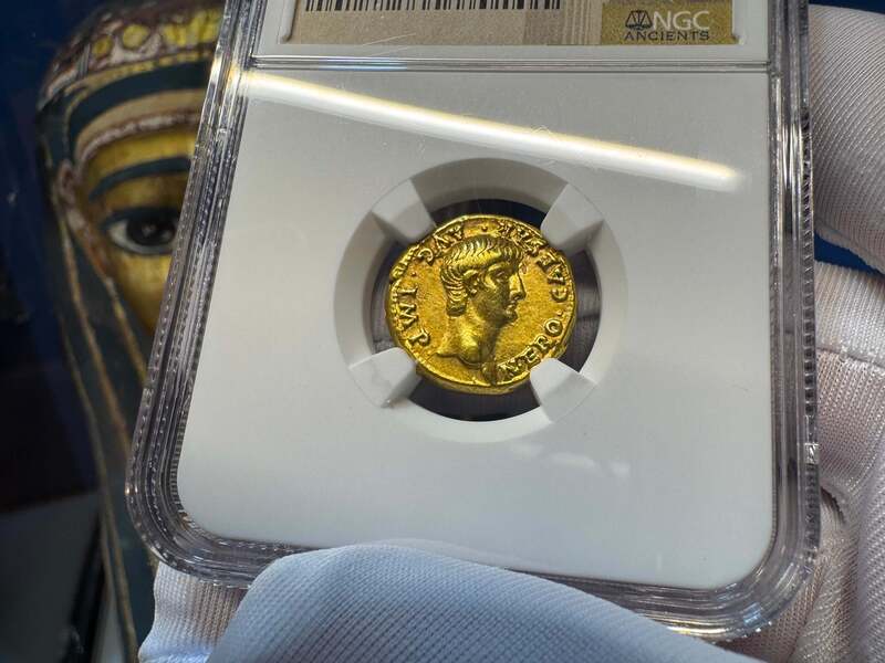 Roman Empire "Nero as Augustus" NGC Ch VF 5x4 30