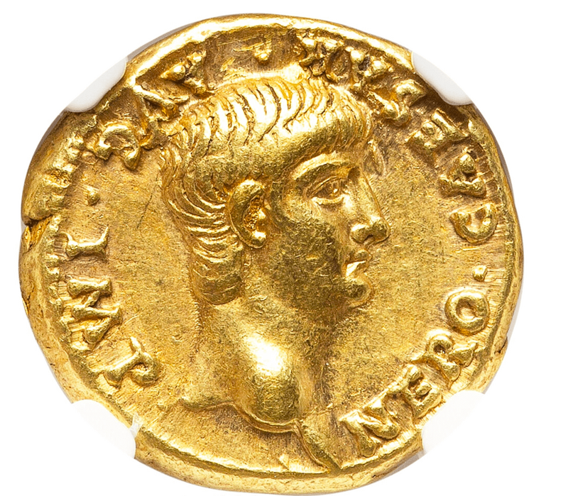 Roman Empire "Nero as Augustus" NGC Ch VF 5x4 6