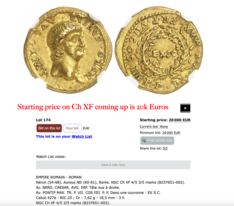 Roman Empire "Nero as Augustus" NGC Ch VF 5x4 9