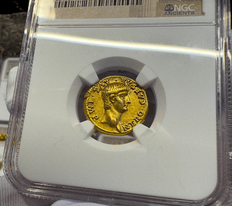 Roman Empire "Nero as Augustus" NGC Ch VF 5x4 2