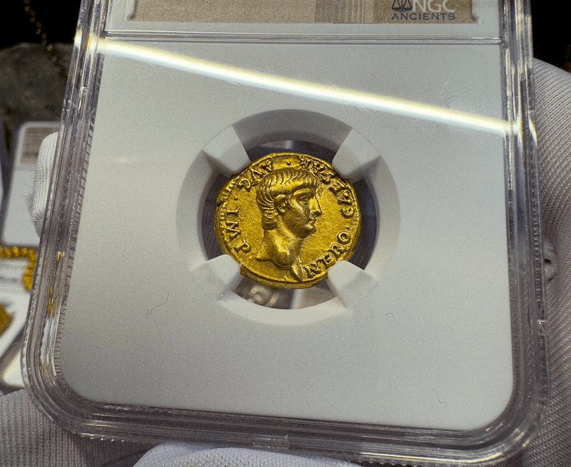 Roman Empire "Nero as Augustus" NGC Ch VF 5x4 4