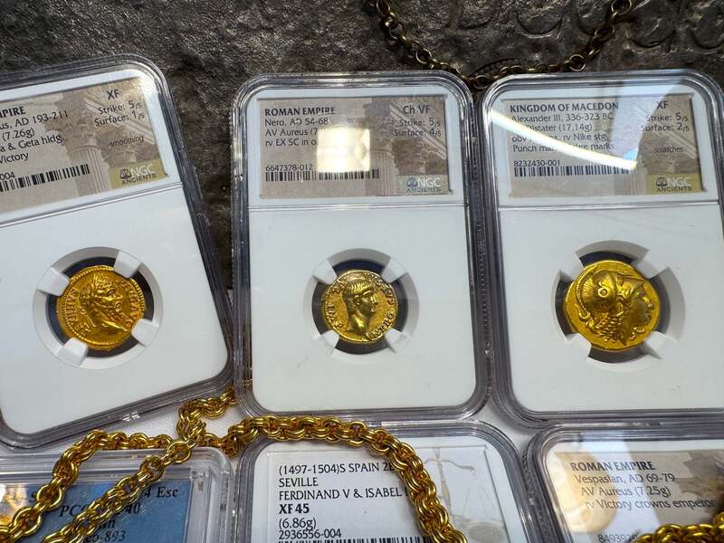 Roman Empire "Nero as Augustus" NGC Ch VF 5x4 33