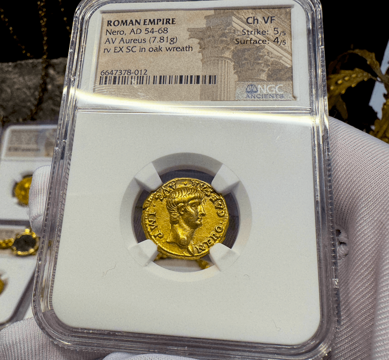 Roman Empire "Nero as Augustus" NGC Ch VF 5x4 41