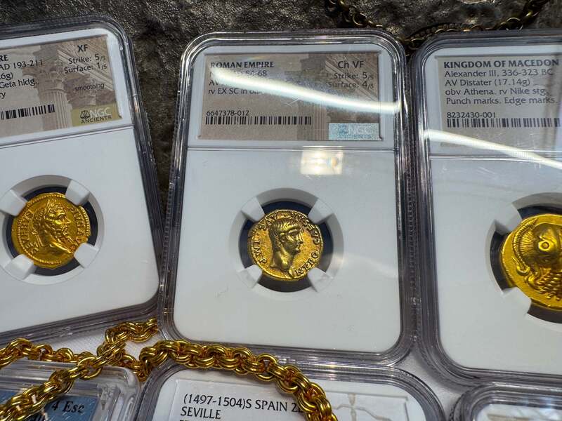 Roman Empire "Nero as Augustus" NGC Ch VF 5x4 34