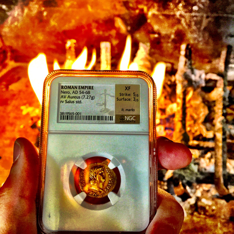 ROMAN EMPIRE "NERO" 54-68 AD AV AUREUS ~ NGC CH XF 5x3 ~ NERO CAESAR AUGUSTUS POMPEII