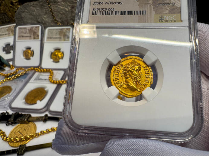 Roman Empire "Septimius Severus" Aureus NGC XF 5x1 29