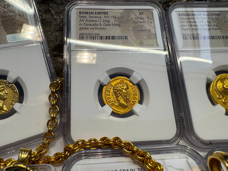 Roman Empire "Septimius Severus" Aureus NGC XF 5x1 17