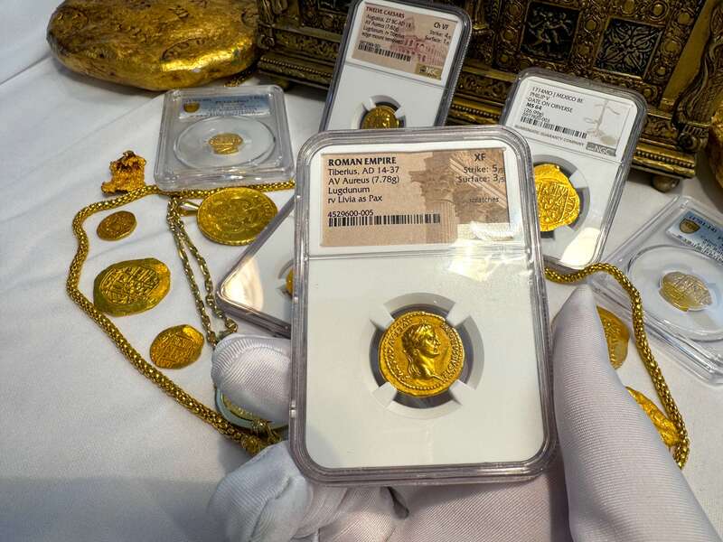 Roman Empire Tiberius "12 Caesar" 14-37AD NGC XF 5x3 8