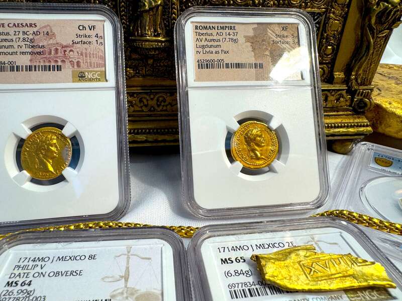 Roman Empire Tiberius "12 Caesar" 14-37AD NGC XF 5x3 11