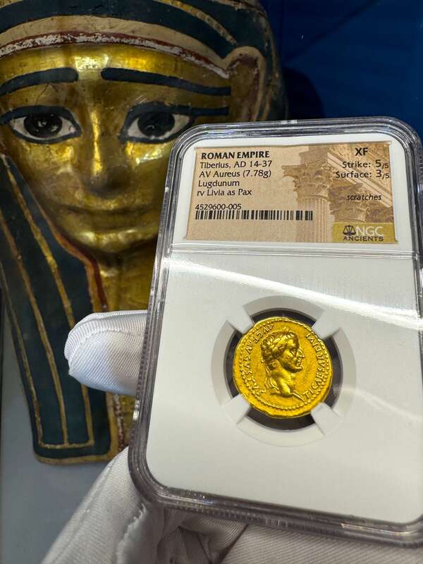 Roman Empire Tiberius "12 Caesar" 14-37AD NGC XF 5x3 13