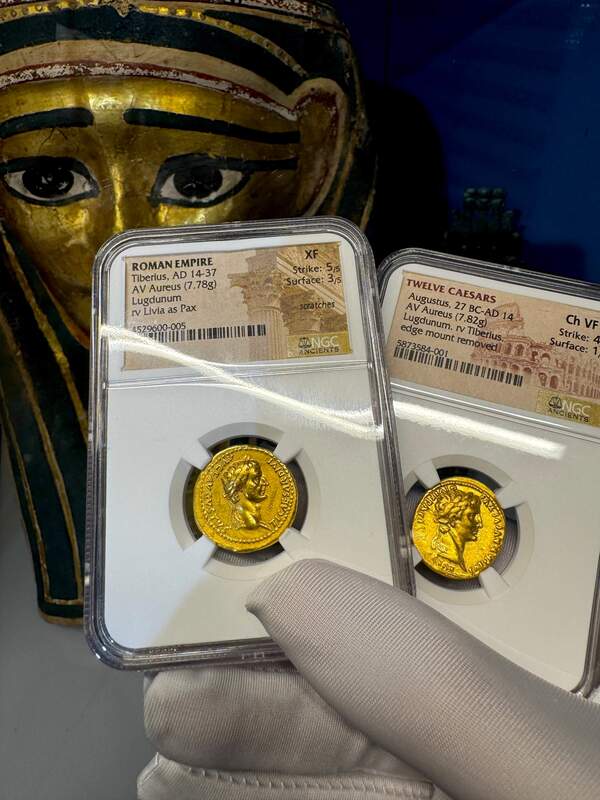 Roman Empire Tiberius "12 Caesar" 14-37AD NGC XF 5x3 19