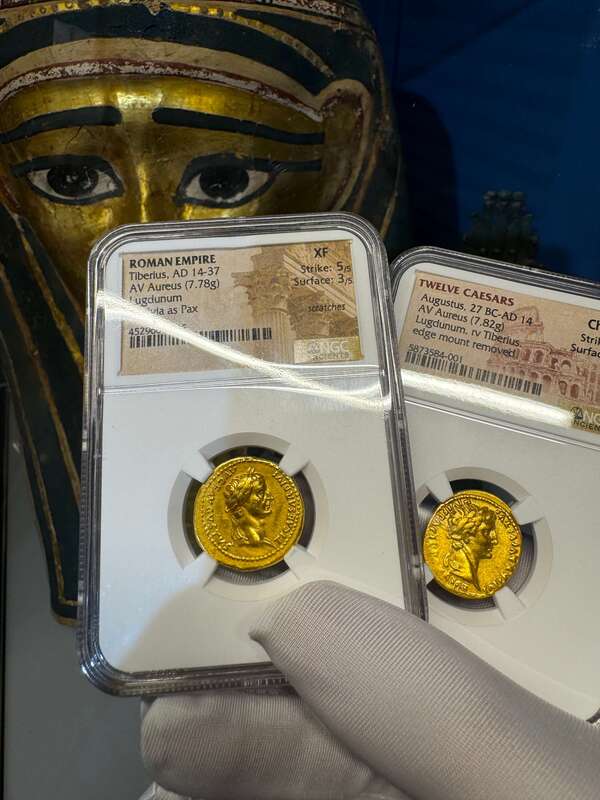 Roman Empire Tiberius "12 Caesar" 14-37AD NGC XF 5x3 20