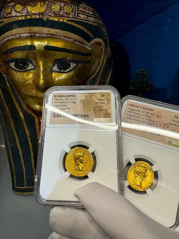 Roman Empire Tiberius "12 Caesar" 14-37AD NGC XF 5x3 22