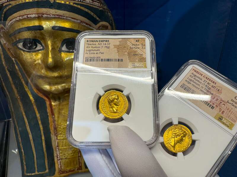 Roman Empire Tiberius "12 Caesar" 14-37AD NGC XF 5x3 23