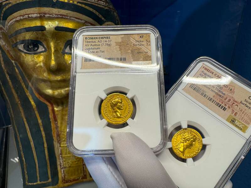 Roman Empire Tiberius "12 Caesar" 14-37AD NGC XF 5x3 24