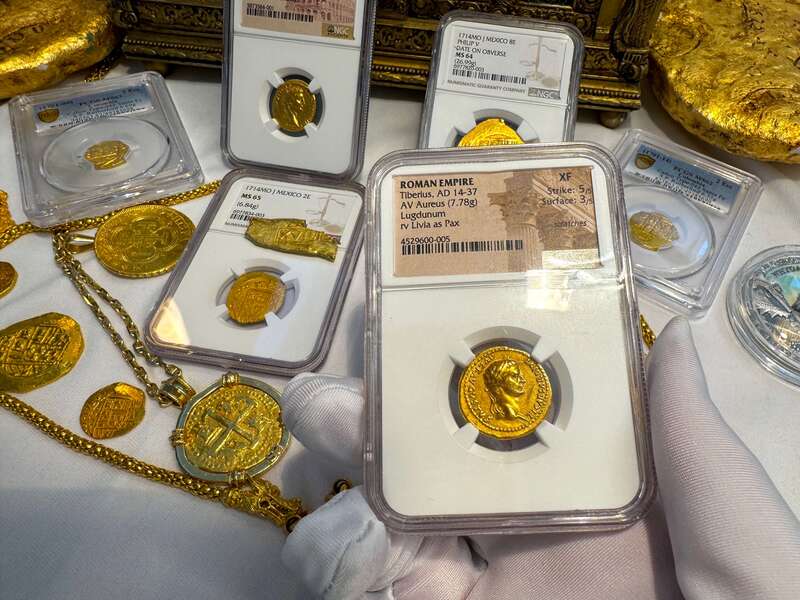 Roman Empire Tiberius "12 Caesar" 14-37AD NGC XF 5x3 4