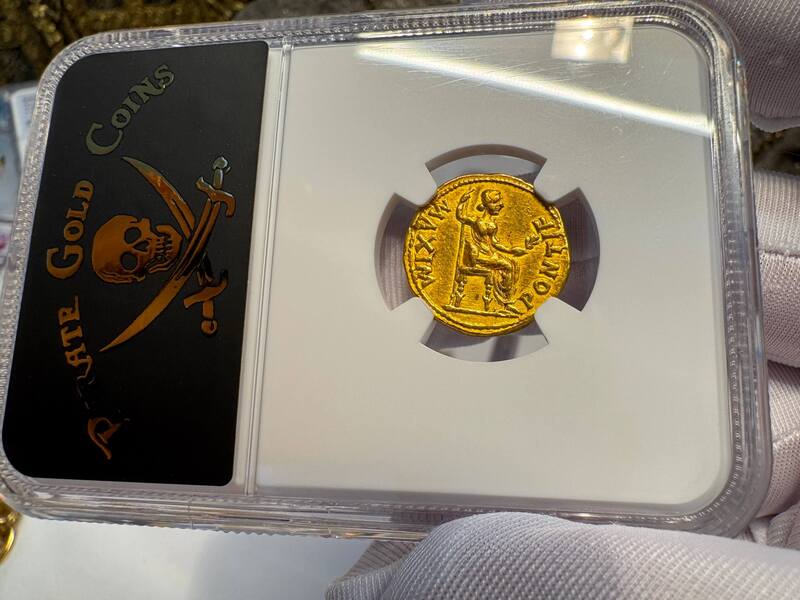 Roman Empire "Tiberius" Aureus NGC XF 5x2 8
