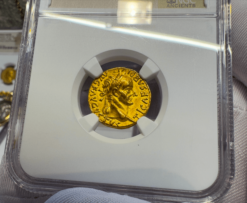 Roman Empire "Tiberius" Aureus NGC XF 5x2 5