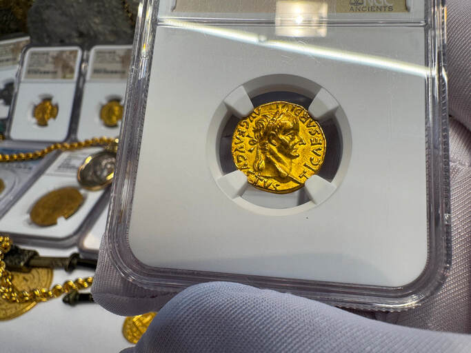Roman Empire "Tiberius" Aureus NGC XF 5x2