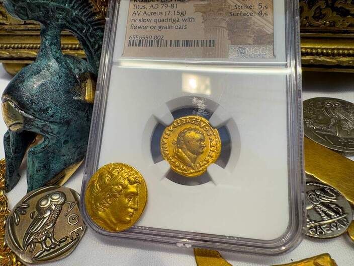 Roman Empire "Titus" 79-81AD NGC F 5x4