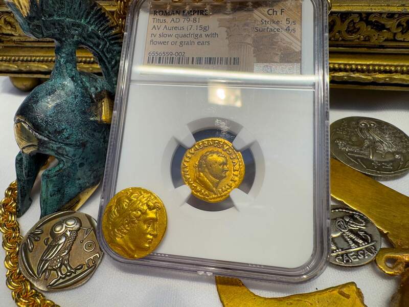 Roman Empire "Titus" 79-81AD NGC F 5x4 3