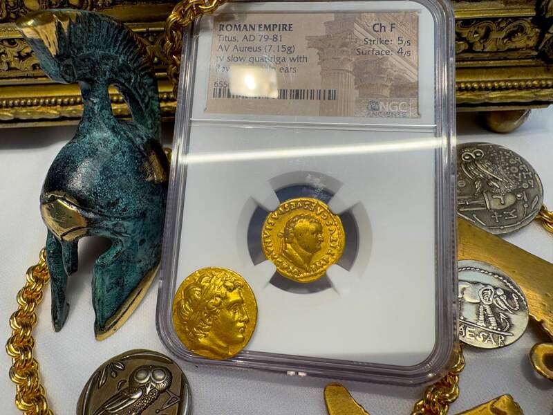 Roman Empire "Titus" 79-81AD NGC F 5x4 12