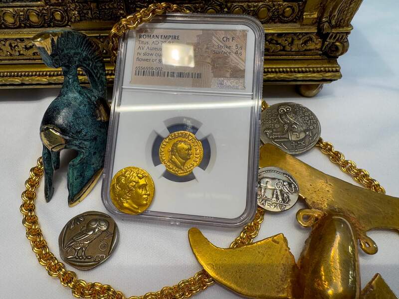 Roman Empire "Titus" 79-81AD NGC F 5x4 24