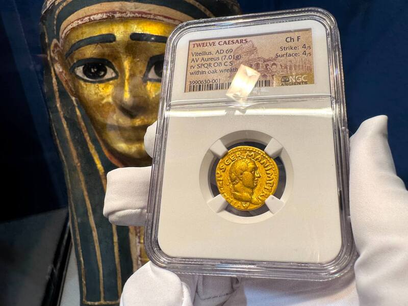 Roman Empire "Vitellius" 69AD NGC F 4x4 18