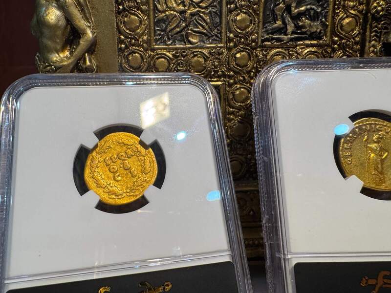 Roman Empire "Vitellius" 69AD NGC F 4x4 14