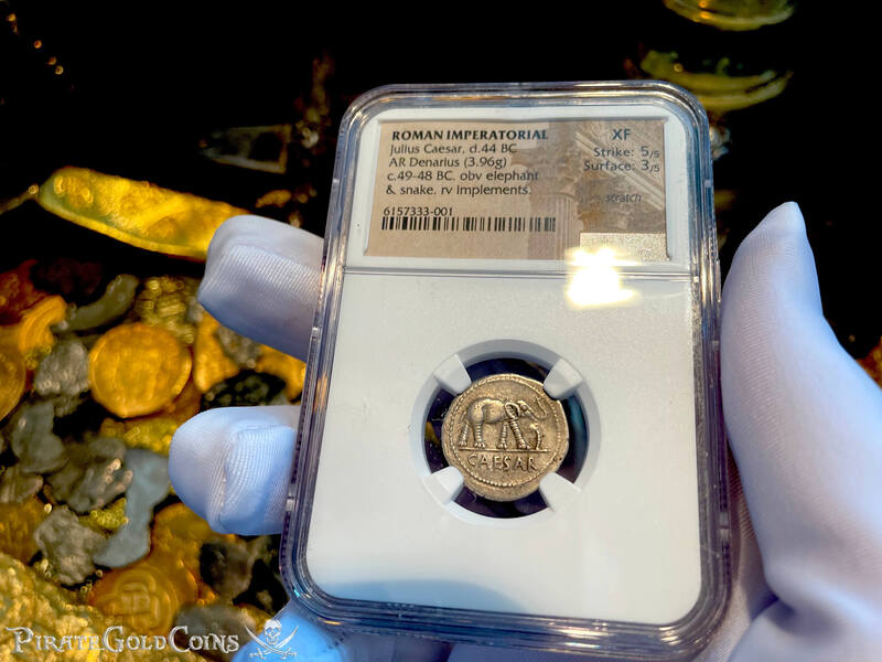 Roman Imperatorial  "Julius Caesar - Elephant"  NGC XF 5x3 3