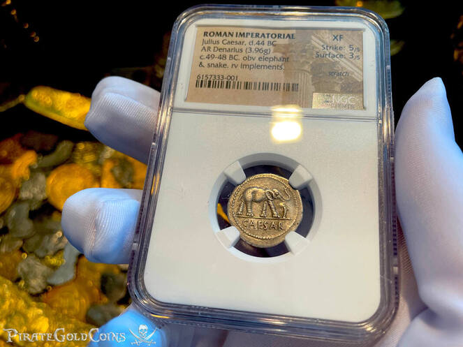 Roman Imperatorial "Julius Caesar - Elephant" NGC XF 5x3