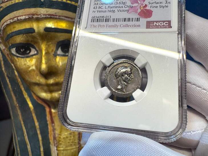 Roman Imperatorial "Julius Caesar" 43BC NGC ch VF 4x3 Fine Style