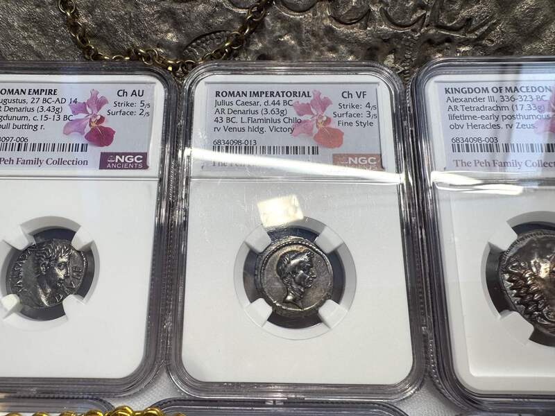 Roman Imperatorial "Julius Caesar" 43BC NGC ch VF 4x3 Fine Style 10