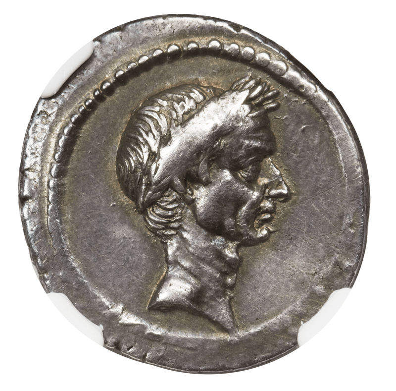 Roman Imperatorial "Julius Caesar" 43BC NGC ch VF 4x3 Fine Style 21