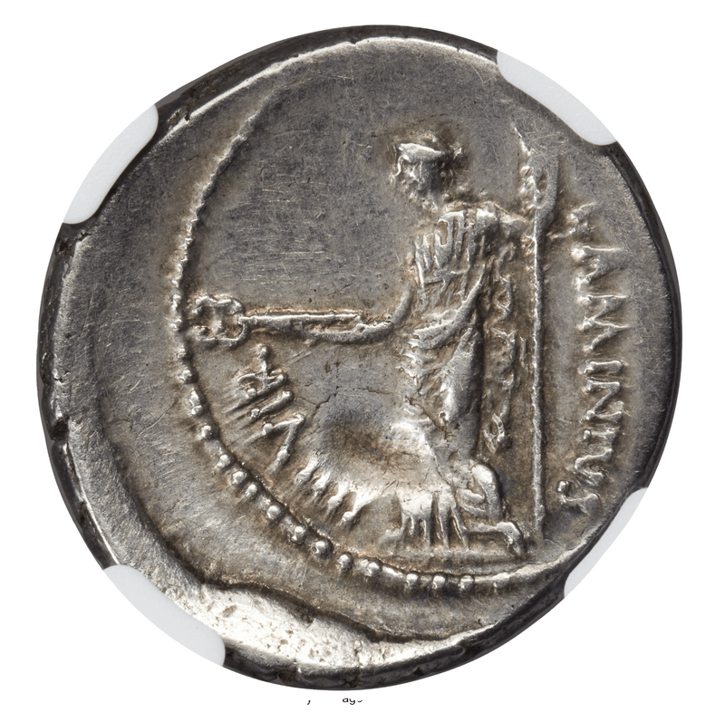 Roman Imperatorial "Julius Caesar" 43BC NGC ch VF 4x3 Fine Style 22