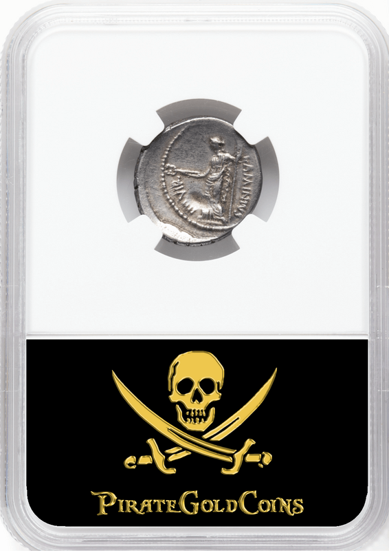 Roman Imperatorial "Julius Caesar" 43BC NGC ch VF 4x3 Fine Style 24