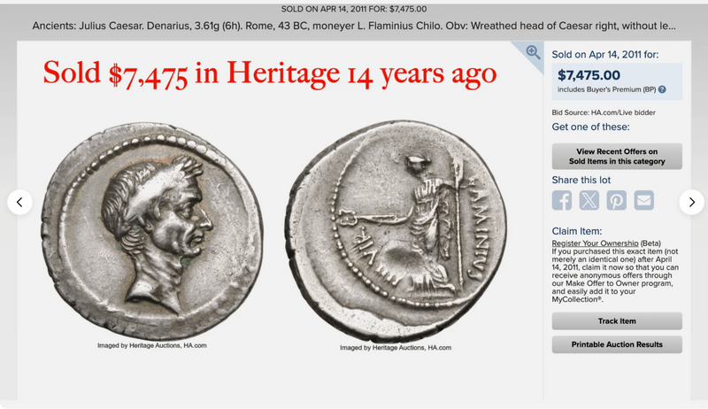 Roman Imperatorial "Julius Caesar" 43BC NGC ch VF 4x3 Fine Style 4