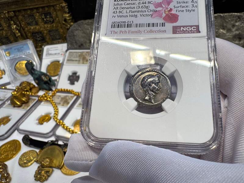 Roman Imperatorial "Julius Caesar" 43BC NGC ch VF 4x3 Fine Style 18