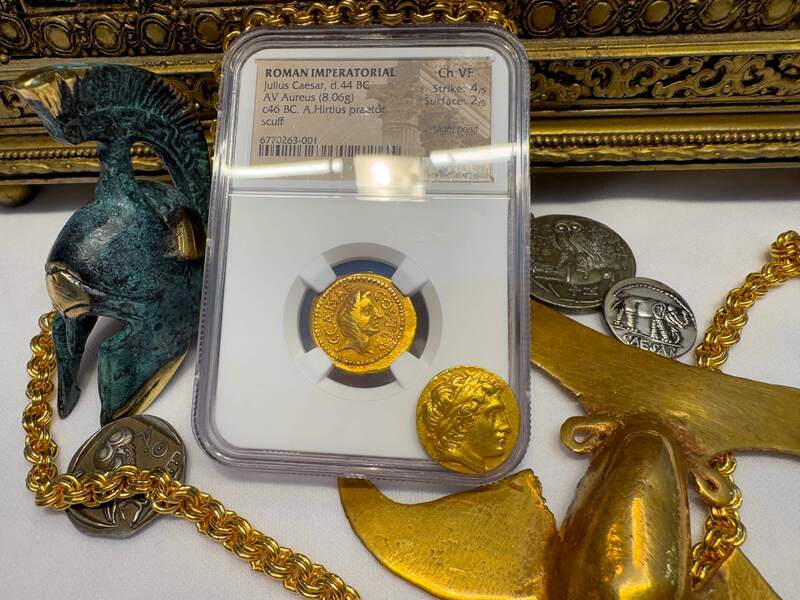 Roman Empire "Julius Caesar" 44AD NGC VF 4x2 26