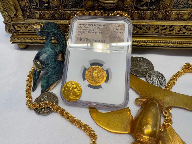 Roman Empire "Julius Caesar" 44AD NGC VF 4x2 31
