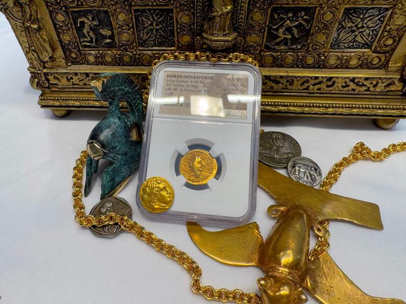 Roman Empire "Julius Caesar" 44AD NGC VF 4x2 32