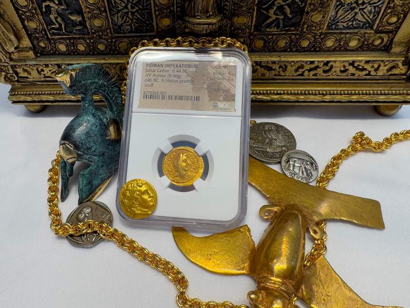 Roman Empire "Julius Caesar" 44AD NGC VF 4x2 33