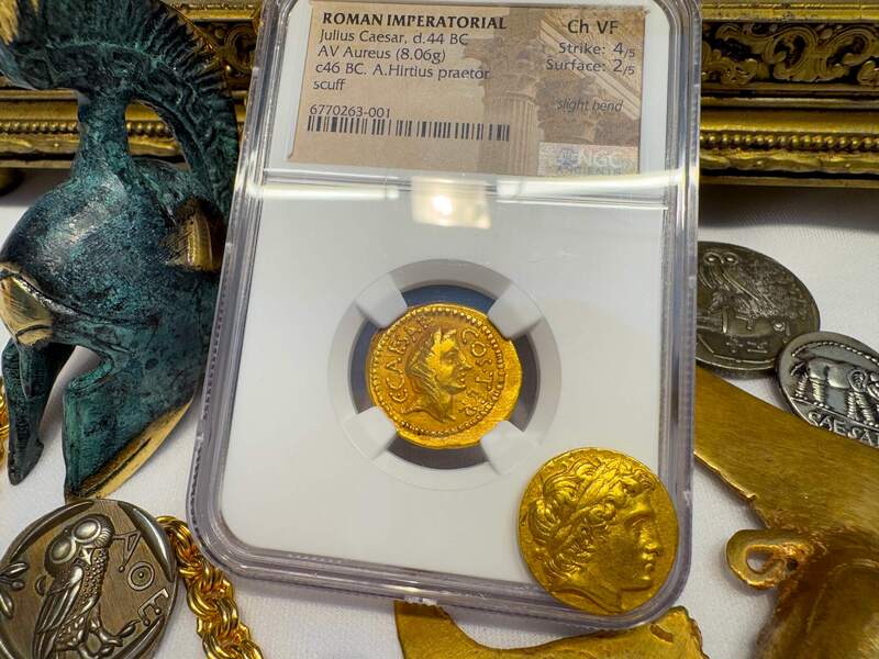 Roman Empire "Julius Caesar" 44AD NGC VF 4x2 10
