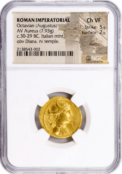 Roman Imperatorial "Octavian" NGC Ch VF 5x2