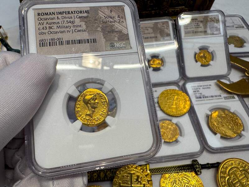 Roman Imperatorial "Octavian" 43AD NGC F 4x2 35