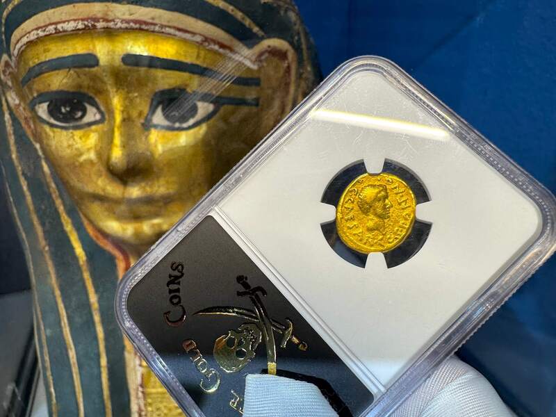 Roman Imperatorial "Octavian" 43AD NGC F 4x2 14