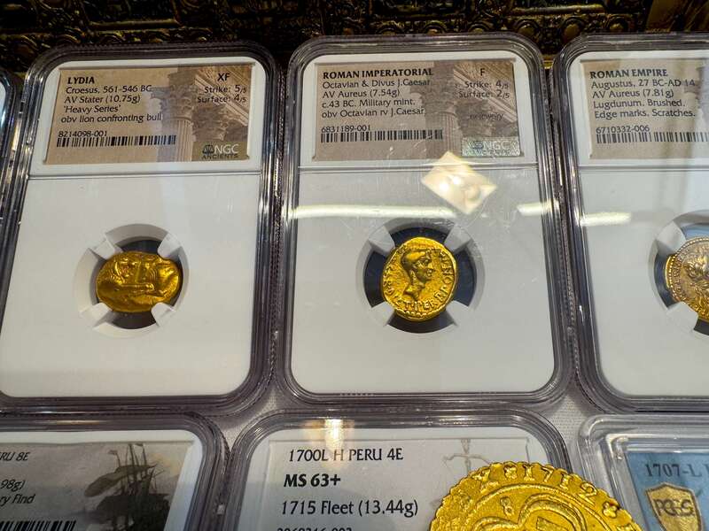 Roman Imperatorial "Octavian" 43AD NGC F 4x2 12