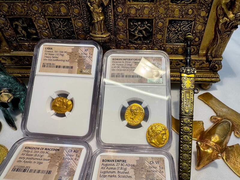 Roman Imperatorial "Octavian" 43AD NGC F 4x2 19