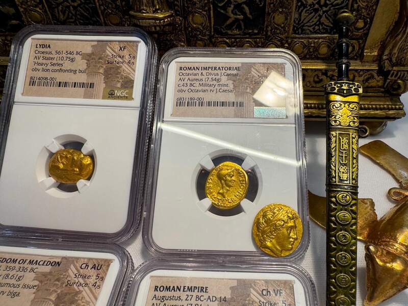 Roman Imperatorial "Octavian" 43AD NGC F 4x2 20