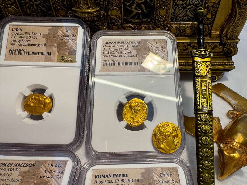 Roman Imperatorial "Octavian" 43AD NGC F 4x2 18